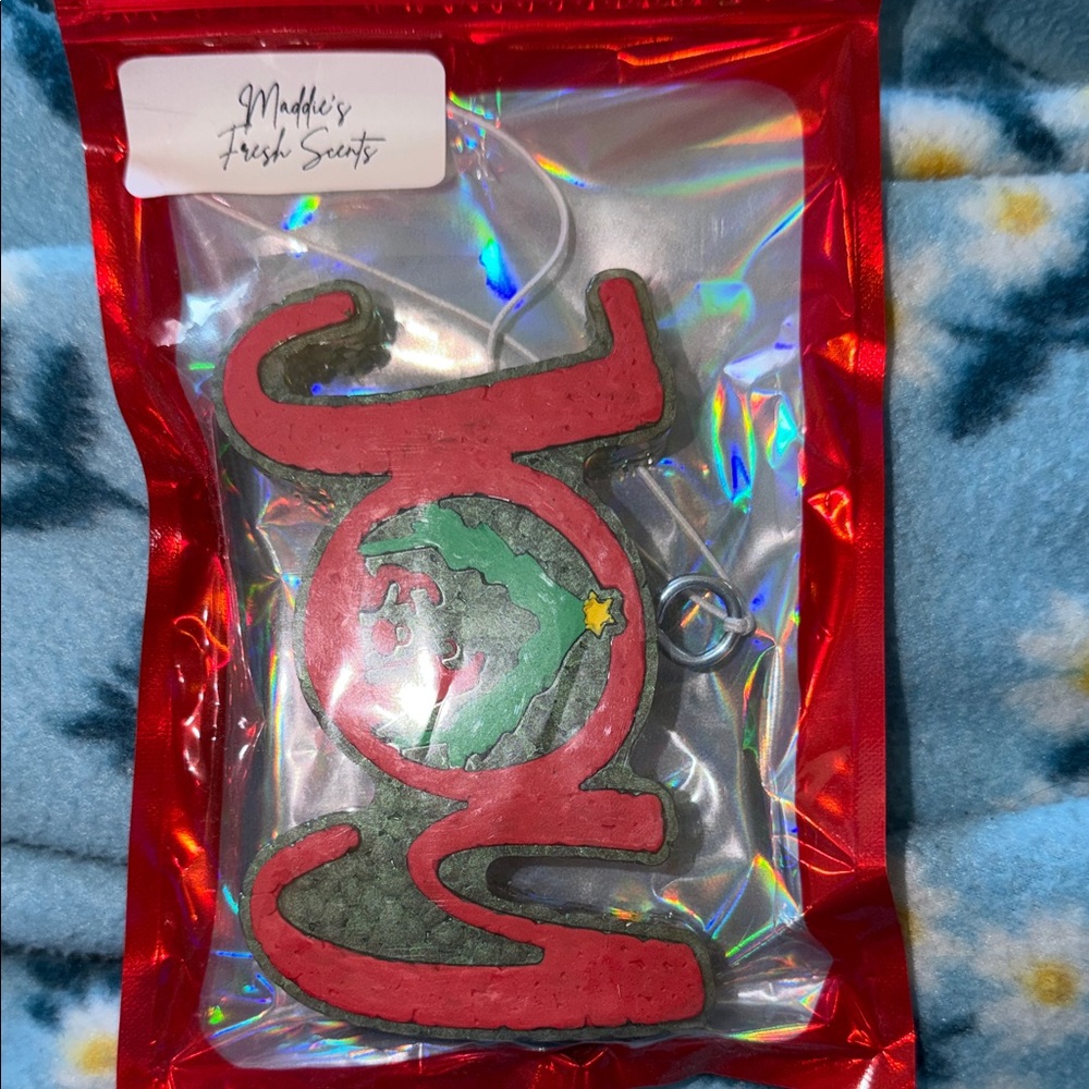 Red and Green Joy Christmas Ornament & Car freshie